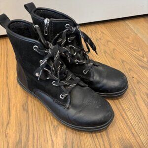 UGG Women's Hapsburg Mixed Leather Hiker Black Boots - Size 7